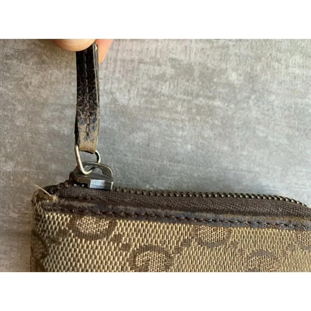 GUCCI GG Canvas Leather Zip Around Long Clutch Wallet Brown Designer - Picture 2 of 12